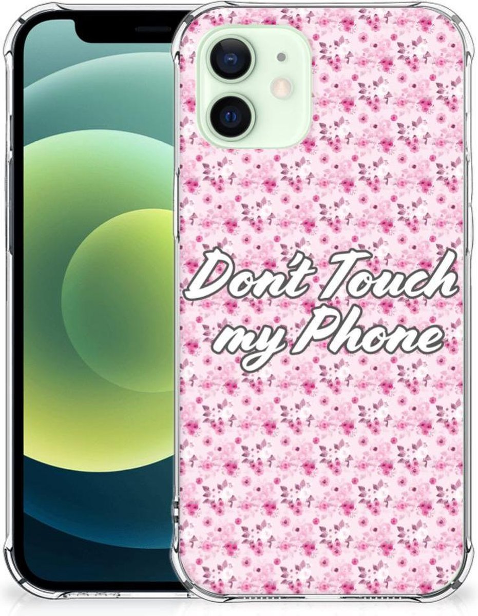 Back Cover voor iPhone 12 Mini Anti Shock Case Flowers Pink DTMP