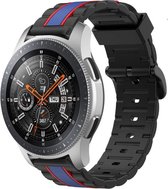 Siliconen Smartwatch bandje - Geschikt voor  Samsung Galaxy Watch 46mm Special Edition band - zwart/blauw - Horlogeband / Polsband / Armband