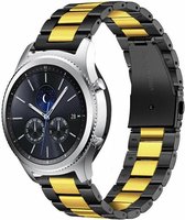 Stalen Smartwatch bandje - Geschikt voor  Samsung Gear S3 stalen band - zwart/goud - Horlogeband / Polsband / Armband