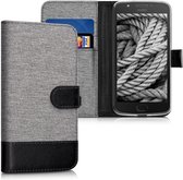 kwmobile telefoonhoesje voor Motorola Moto E4 - Hoesje met pasjeshouder in grijs / zwart - Case met portemonnee