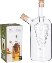 Decopatent® 2in1 Olie en Azijnstel glas - Druif vorm met kurken - Glazen Azijnfles & Oliefles in 1 - Oil & Vinegar - 10 x 10 x 18