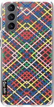 Casetastic Samsung Galaxy S21 4G/5G Hoesje - Softcover Hoesje met Design - Weave Pattern Print