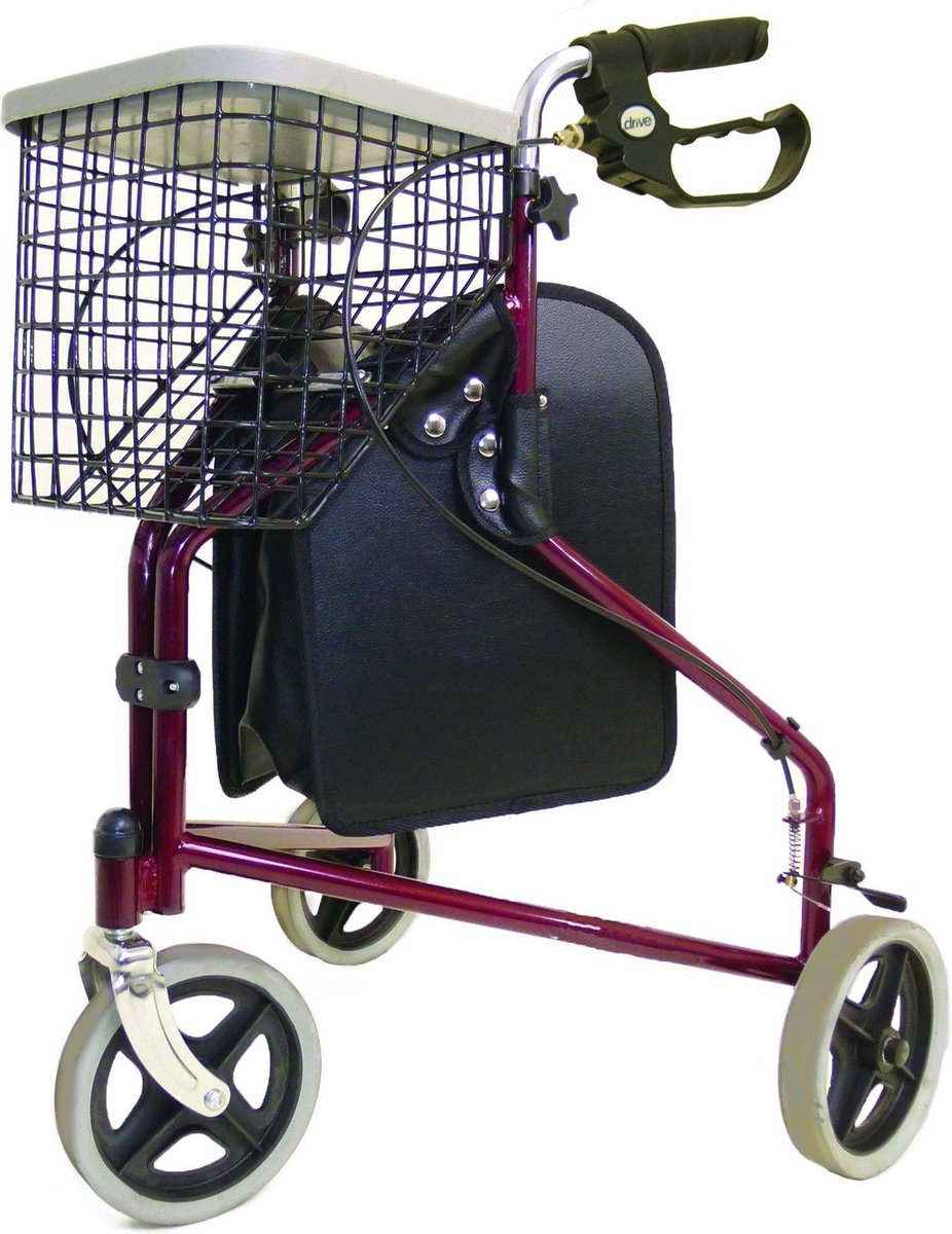Goedkoopste Driewiel binnen rollator Tri-Walker - Inclusief dienblad, mandje en tas - Opvouwbaar - Drie wiel indoor