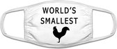 World's smallest cock mondkapje | penis  | piemel | haan | grappig | gezichtsmasker | bescherming | bedrukt | logo | Wit mondmasker van katoen, uitwasbaar & herbruikbaar. Geschikt