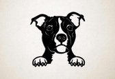Wanddecoratie - Hond - Engelse Stafford 5 - XS - 25x25cm - Zwart - muurdecoratie - Line Art