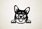 Wanddecoratie - Hond - Corgi 5 - S - 45x49cm - Zwart - muurdecoratie - Line Art