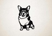 Wanddecoratie - Hond - Corgi 1 - M - 87x58cm - Zwart - muurdecoratie - Line Art