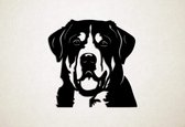 Wanddecoratie - Hond - Zwitserse sennenhond 4 - XS - 25x25cm - Zwart - muurdecoratie - Line Art