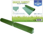 Grastapijt met antislip drainage noppen- 100 x 600 cm- Groen