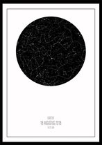 Je eigen gepersonaliseerde Star Map Zwart Wit (sterrenposter) B2