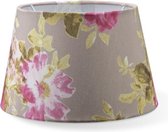 Home Sweet Home - lampenkap rond schuin - katoen - romantische lampenkap - Ø20cm H13cm - E27 fitting - bloemen print - grijs