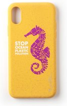 Wilma Stop Plastic Case Biologisch Afbreekbaar Beschermend Hoesje Zeepaardje iPhone XR - Geel