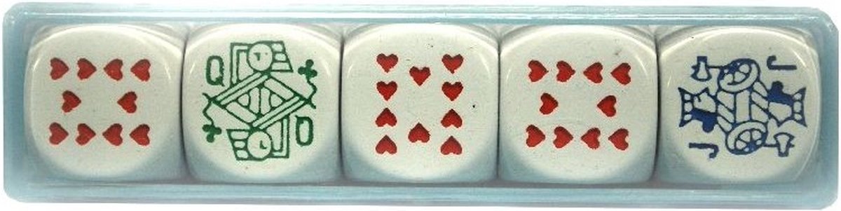 POKER DICE 5 PCS PACKED IN PLASTIC CASE - 16 MM