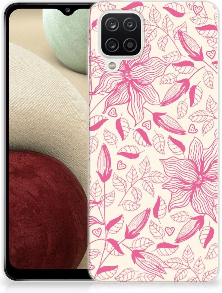 Samsung Galaxy A12 TPU Case Pink Flowers