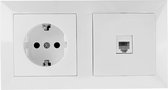 Telefoon Contactdoos - Wandcontactdoos - Aigi Cika - Inbouw - 1-voudig Stopcontact - 1-voudig Telefoon - Randaarde - Incl. Afdekraam - Wit - BSE