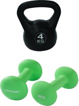 Tunturi - Fitness Set - Neopreen Dumbbellset 2 x 4 kg - Kettlebell 4 kg