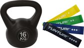 Tunturi - Fitness Set - Weerstandsbanden 4 stuks - Kettlebell 16 kg