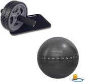 Tunturi - Fitness Set - Trainingswiel - Gymball Zwart met Anti Burst 65 cm