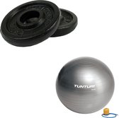 Tunturi - Fitness Set - Halterschijven 2 x 0,5 kg - Gymball Zilver 65 cm