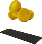 Tunturi - Fitness Set - Vinyl Dumbbell 2 x 1,5 kg - Fitnessmat 180 x 60 x 1,5 cm