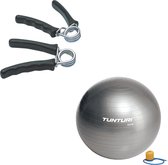 Tunturi - Fitness Set - Knijphalters 2 stuks - Gymball Zilver 90 cm