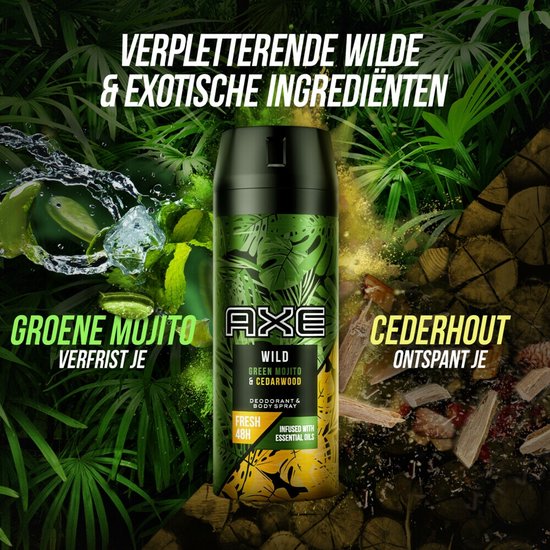 Axe Mojito & Cedarwood Pepper Bodyspray Deodorant - 6 x 150 ml - Voordeelverpakking - Axe