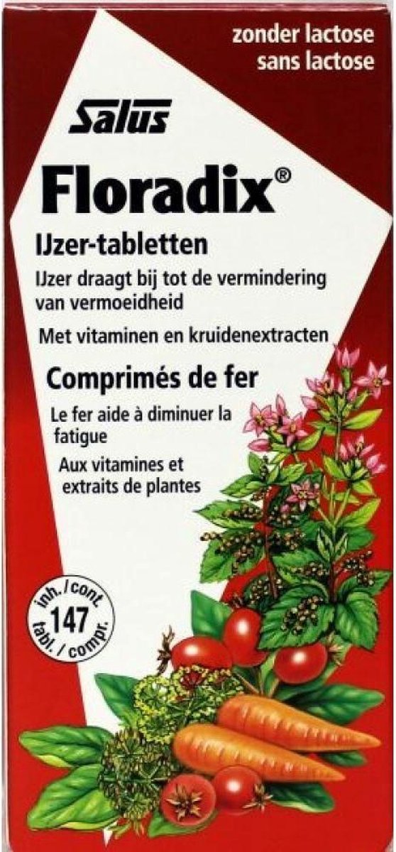Salus Floradix IJzer-tabletten Bij vermoeidheid Voedingssupplement met ijzer 147 tabletten