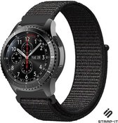 Nylon Smartwatch bandje - Geschikt voor Strap-it Samsung Galaxy Watch 45mm / 46mm nylon band - zwart - Strap-it Horlogeband / Polsband / Armband