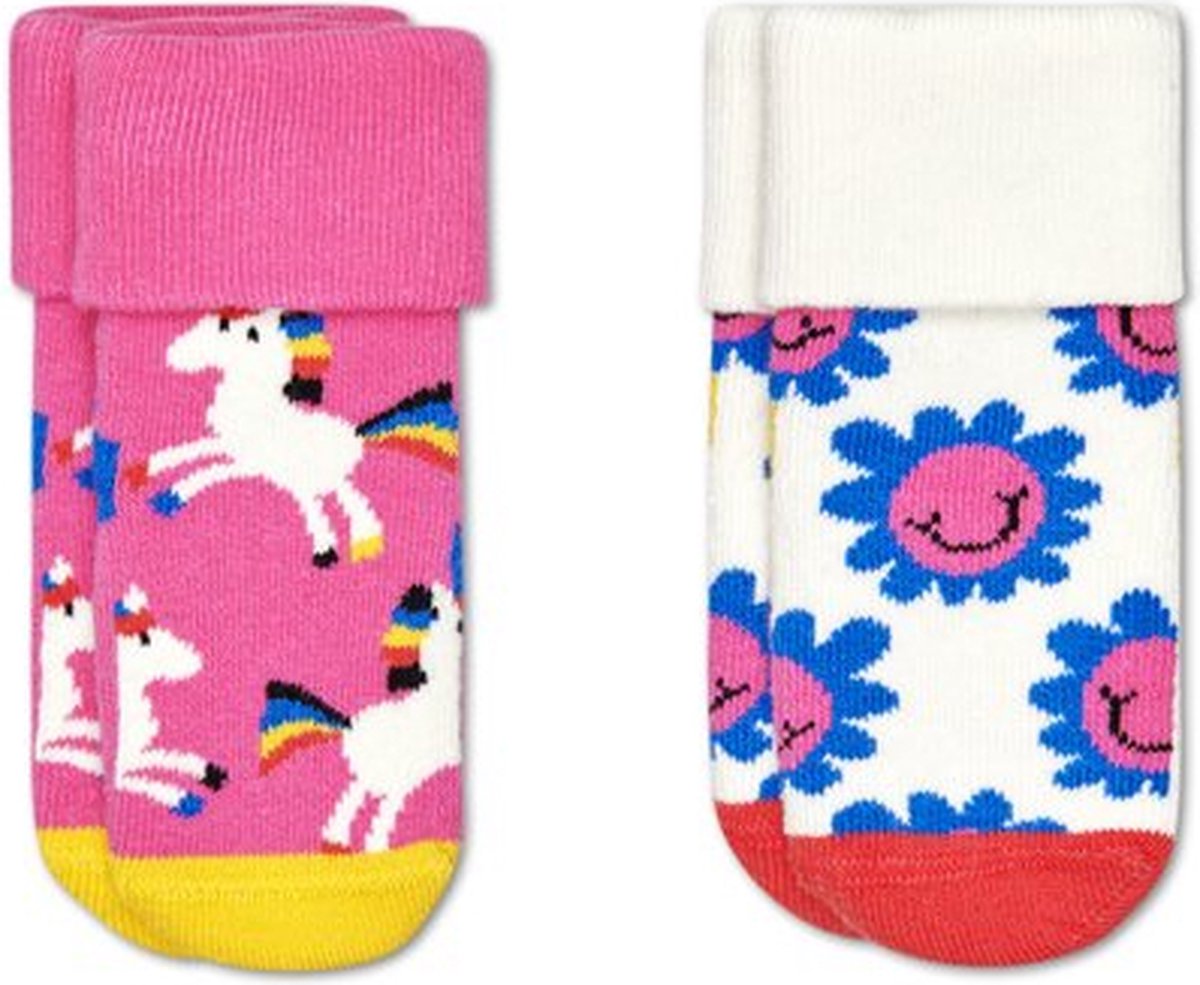 Happy Socks KUNI45-3300 2-Pack Kids Unicorn Terry Socks 0-6M