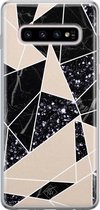 Samsung S10 Plus hoesje siliconen - Abstract painted | Samsung Galaxy S10 Plus case | zwart | TPU backcover transparant