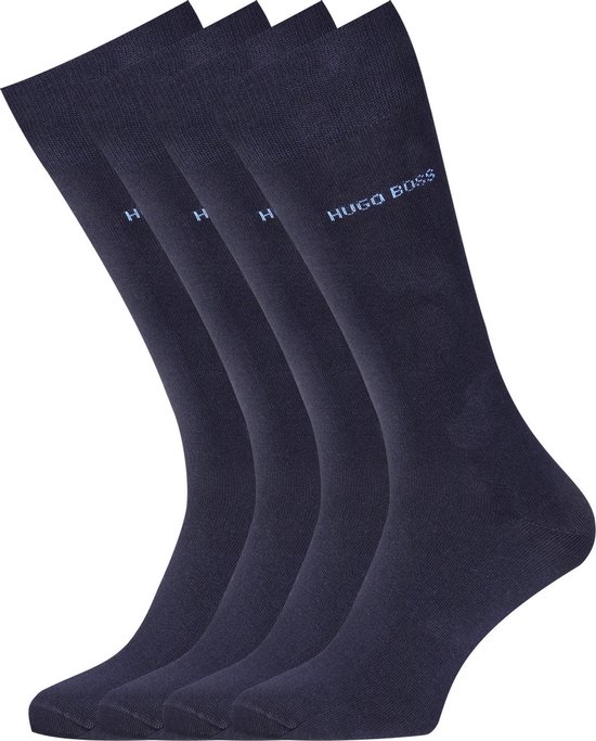HUGO BOSS Cotton Uni (2-pack) - herensokken katoen - navy blauw - Maat:  39-42 | bol.com