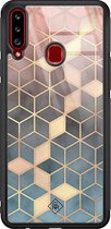 Samsung A20s hoesje glass - Cubes art | Samsung Galaxy A20s  case | Hardcase backcover zwart