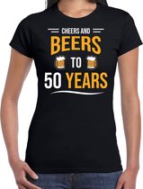 Cheers and beers 50 jaar / Sarah verjaardag cadeau t-shirt zwart voor dames - 50e verjaardag kado shirt / outfit S