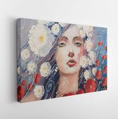 According to legend, red poppies emerged from the tears of Venus. oil painting Venus' tears, made on a stretched canvas with palette knife and brush - Modern Art Canvas - Horizonta