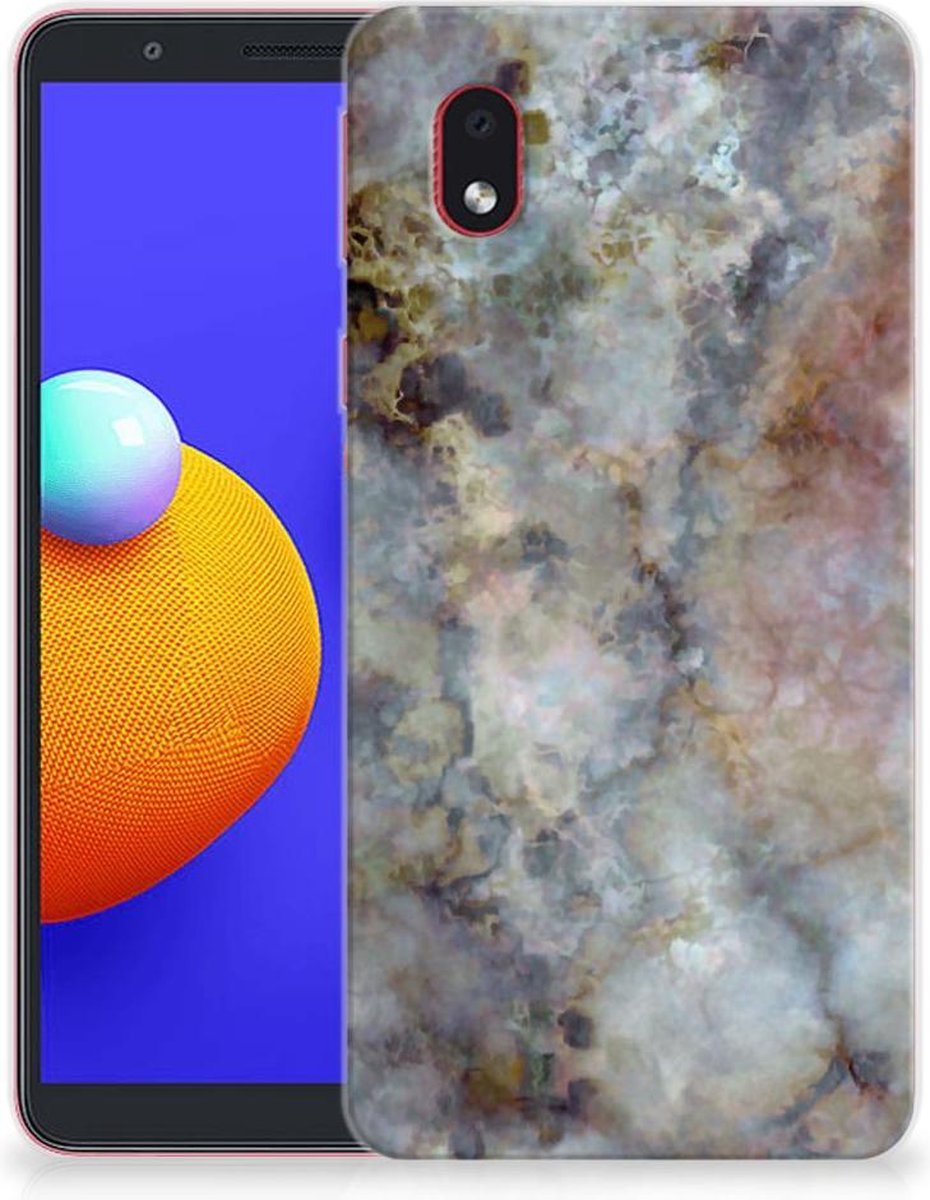 Samsung Galaxy A01 Core TPU Siliconen Hoesje Marmer Grijs