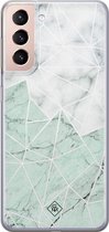 Samsung S21 Plus hoesje siliconen - Marmer mint mix | Samsung Galaxy S21 Plus case | mint | TPU backcover transparant