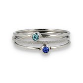 My Bendel - Ringenset - zirkonia blauw - Ringenset met blauwe zirkonia ringen en een mooie aanschuifring - Met luxe cadeauverpakking