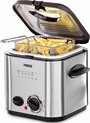 Princess Mini Friteuse en Fondue 182611 – 1.2 liter - Regelbare thermostaat – Geurfilter - Kijkvenster - Compact - 6 fonduevorken - Geschikt voor camping - 840W - geborsteld RVS
