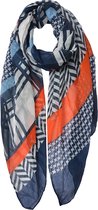 Juleeze Sjaal Dames Print 80x180 cm Blauw Polyester Shawl Dames Cadeau voor haar