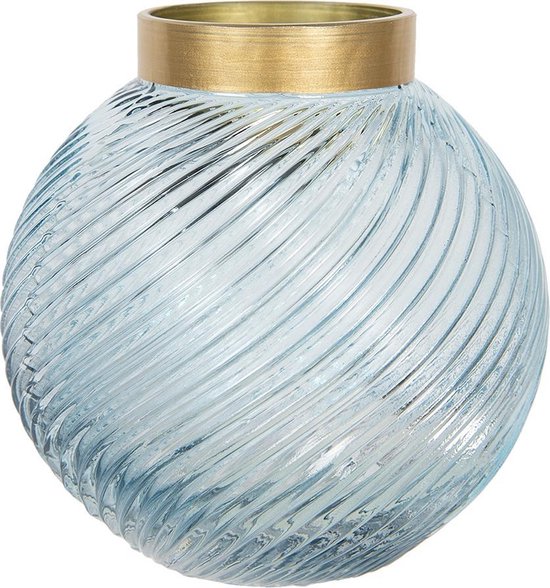 Plantenpot kopen? Check hier welke je plant exact nodig heeft 9 Clayre & Eef Vaas Ø 15*15 cm Blauw Glas -Glazen bloempot