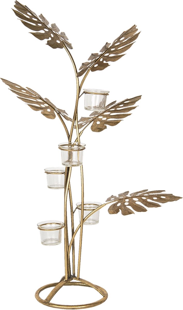 Theelichthouder Bladeren 69 cm Goudkleurig Ijzer Waxinelichthouder