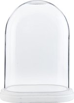 Clayre & Eef Stolp 26*15*33 cm Transparant Hout, Glas Ovaal Glazen Stolp Stolp op Voet