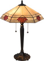 LumiLamp Tiffany Tafellamp 44*38*59 cm E27/max 2*60W Geel Glas in lood Driehoek Art Deco Tiffany Bureaulamp Tiffany Lampen