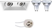 PHILIPS - LED Spot Set - SceneSwitch 827 36D - Pragmi Zano Pro - GU10 Fitting - Dimbaar - Inbouw Rechthoek Dubbel - Mat Wit - 1.5W-5W - Warm Wit 2200K-2700K - Kantelbaar - 185x93mm