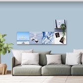 Dock Four blauwe wanddecoratie voor woon- & slaapkamer, extra grote combinatie 4