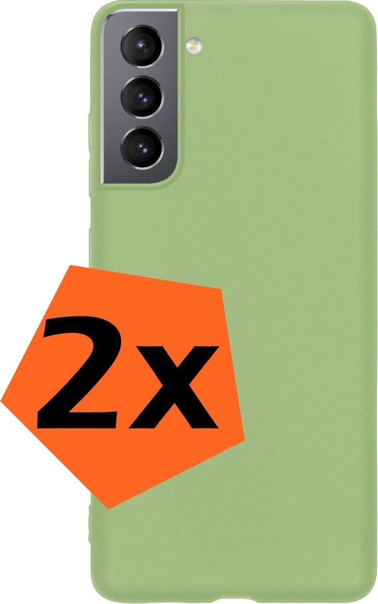 Hoes - 2 Stuks - Geschikt voor Samsung Galaxy S21 - Sterk & Shockproof - Case Siliconen - Back Cover - Telefoon Hoes - Groen