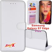 EmpX.nl Galaxy S7 Edge Plus Wit Boekhoesje | Portemonnee Book Case voor Samsung Galaxy S7 Edge Plus Wit | Flip Cover Hoesje | Met Multi Stand Functie | Kaarthouder Card Case Galaxy S7 Edge Pl