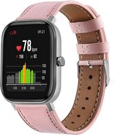 Leer Smartwatch bandje - Geschikt voor  Xiaomi Amazfit GTS bandje leer - roze - Horlogeband / Polsband / Armband