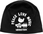 Woodstock Beanie Muts Peace, Love, Music Zwart
