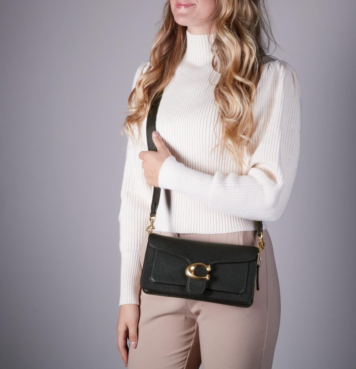 Coach Schoudertas Tabby Leer zwart bol